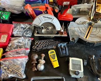 SKILL SAW, MITER SAW, DRILL, SOCKETS, WRENCHES