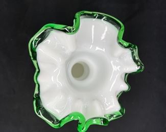 RARE Vtg Fenton Emerald Crest Beaded Melon Jug