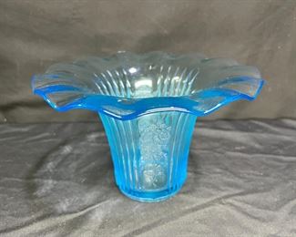 1930's Blue Hocking Sweet Pea Open Rose Vase