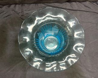 1930's Blue Hocking Sweet Pea Open Rose Vase