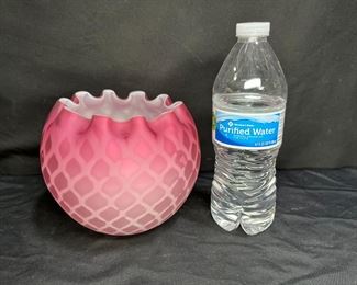 Large Mt Washington Satin Diamond Quilt Rose Bowl