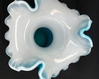 Vtg. Fenton Jamestown Overlay Ruffled Vase