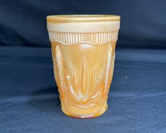 Greentown Chocolate Slag Glass Cactus Tumbler