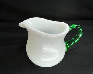 Vtg. Fenton Emerald Crest Cream & Sugar