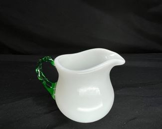 Vtg. Fenton Emerald Crest Cream & Sugar
