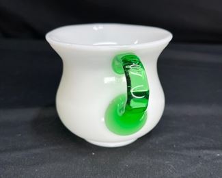 Vtg. Fenton Emerald Crest Cream & Sugar