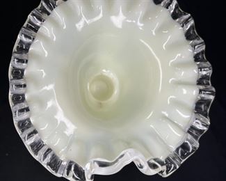 Fenton Ivory Crest Cornucopia Vase