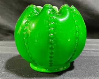 VTG Fenton Ivy Overlay Rose Bowl Vase