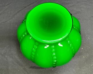 VTG Fenton Ivy Overlay Rose Bowl Vase