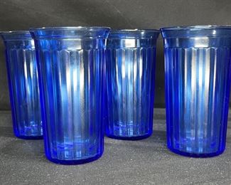 4 Blue Aurora Tumblers by Hazel Atlas