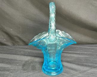 MCM Light Blue Glass Wedding Basket