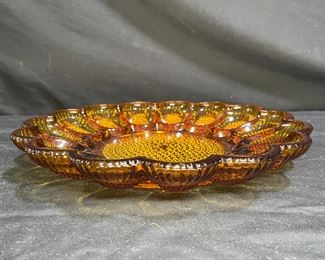 Indiana Glass Amber Hobnail Deviled Egg Dish