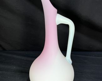 Burmese Pink to White Satin Ewer - Uranium!