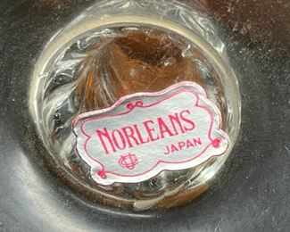 Hand Painted Norlean Japan Amber Glass Bud Vase