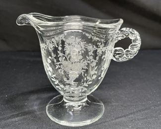 Vtg Fostoria Mayflower Creamer & Sugar Bowl