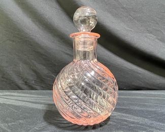 Depression Era Pink Swirl Glass Decanter