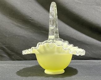 Vtg. Fenton Ivory Crest Ruffled Wedding Basket