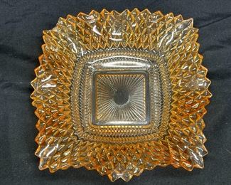 Vtg Marigold Indiana Carnival Glass Diamond Dish
