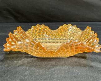 Vtg Marigold Indiana Carnival Glass Diamond Dish