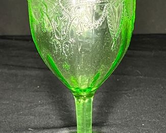 Hocking Cameo Ballerina Uranium Glass Goblet