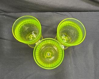 3 VTG Vaseline Glass Water Goblets