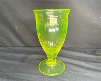 3 VTG Vaseline Glass Water Goblets