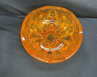 VTG MCM Marigold Hobstar Serving Bowl