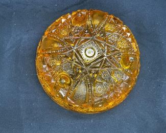 VTG MCM Marigold Hobstar Serving Bowl