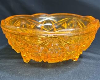 VTG MCM Marigold Hobstar Serving Bowl