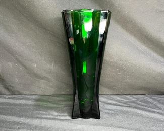 VTG Anchor Hocking MCM Green Atomic Age Vase