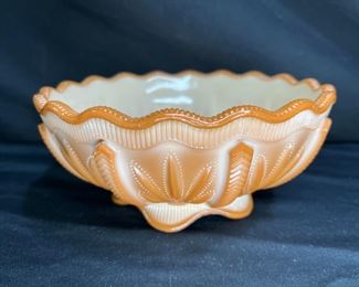 Antique Greentown Chocolate Slag Glass Bowl