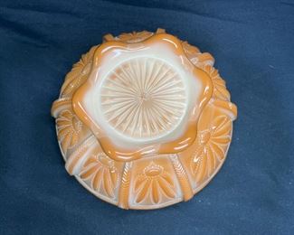 Antique Greentown Chocolate Slag Glass Bowl