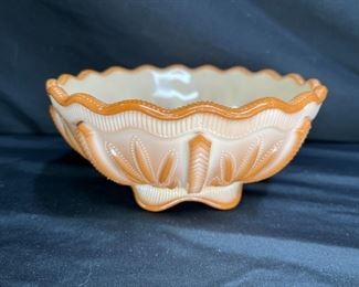 Antique Greentown Chocolate Slag Glass Bowl