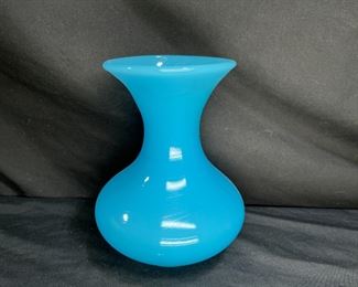 Fenton Blue Milk Glass Vase