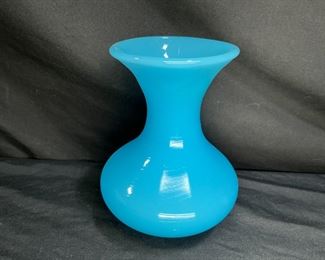 Fenton Blue Milk Glass Vase