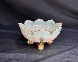 ATQ Northwood Louis XV Custard Glass Footed Dish