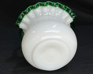 VTG Fenton Emerald Crest Ruffle Edge Basket
