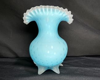 Atq Satin Mt. Washington Footed Ruffle Bubble Vase