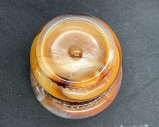 ATQ Greentown Choc Slag Glass Toothpick Holders