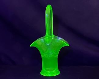 Westmoreland Uranium Glass Bridal Basket