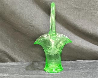 Westmoreland Uranium Glass Bridal Basket