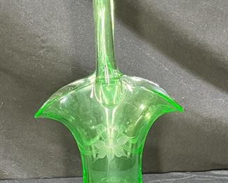 Westmoreland Uranium Glass Bridal Basket