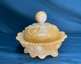 ATQ EAPG Chocolate Glass Dewey Butter Dish