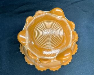 ATQ EAPG Chocolate Glass Dewey Butter Dish