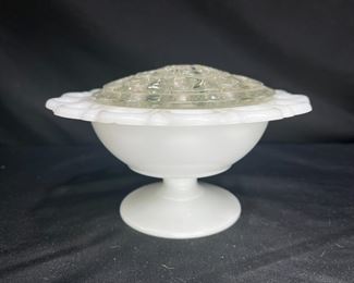 VTG Anchor Hocking Lace Edge Compote Frog