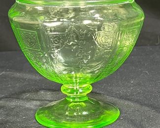 Anchor Hocking Footed Uranium Glass Candy Dish