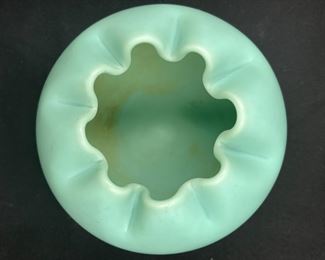 Fenton Teal Satin Rose Bowl