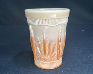 2 VTG St. Clair Choc Slag Glass Cactus Tumblers
