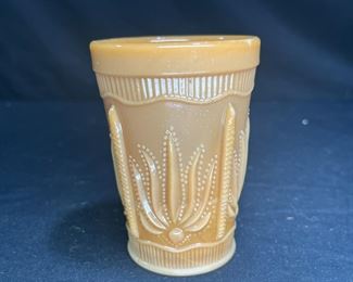 2 VTG St. Clair Choc Slag Glass Cactus Tumblers