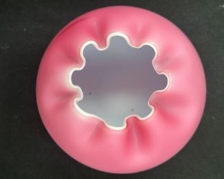 VTG Pink Satin Crimped Rose Bowl